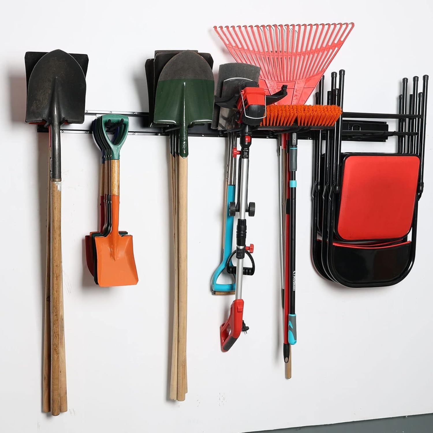 Wallmaster Garage Storage Organizer w/ 6 Adjustable Hooks Wall Mount 450lb Black