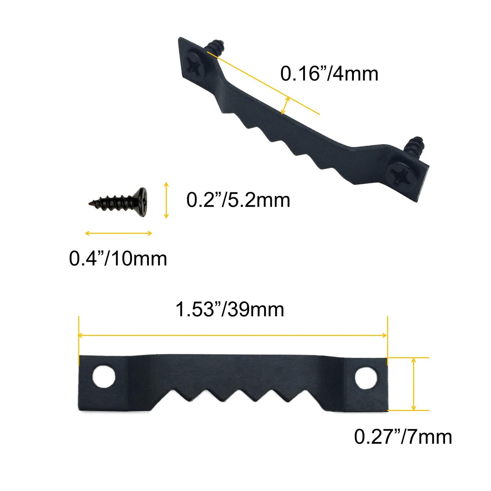 Sawtooth Picture Hangers Steel Frame Hanging Hooks with Screws Black 50 Pack