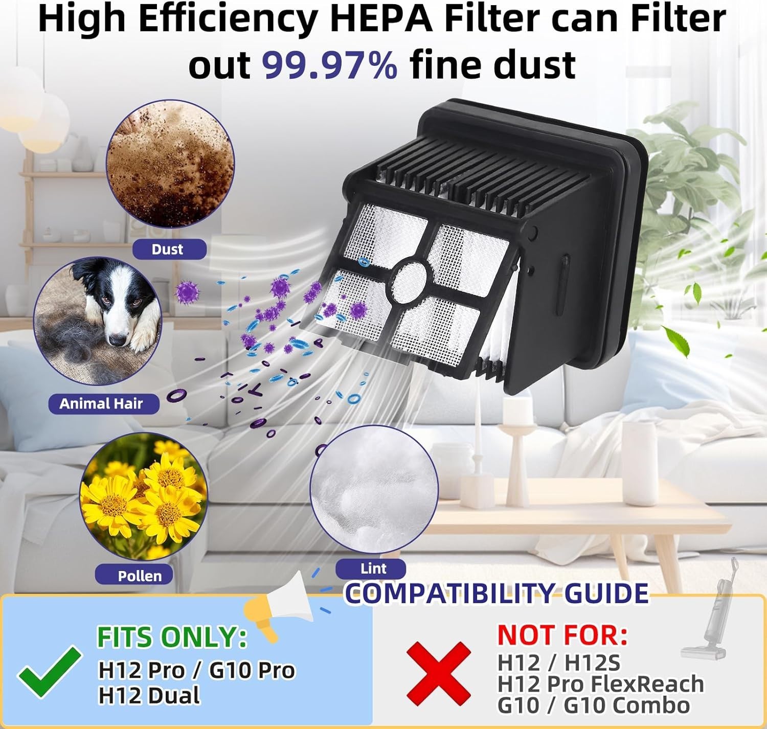NEW! 6 Pcs Brush Roller & Filter Kit For Dreame H12 Pro H12 Dual G10 Pro Vacuum
