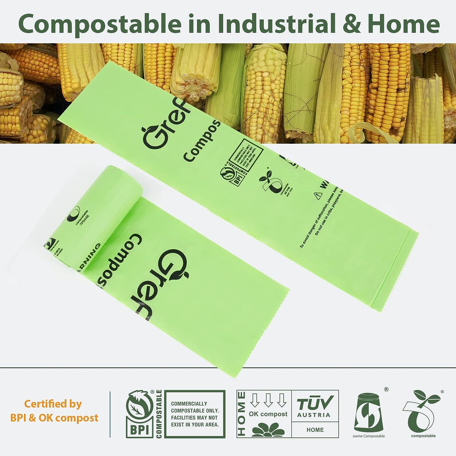 (Include 100+25 Bonus Bags) Compostable Bags 1.2-1.6 Gallon,Fits 0.75,1,1.2,1.3