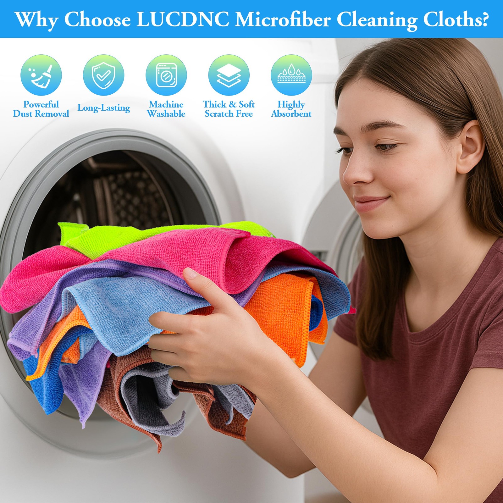 Microfiber Cleaning Cloths 16 Pack 8 Color Cleaning Rags for Housekeeping Hom…