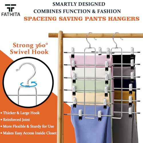 2 Pack Closet-Organizers-and-Storage,6 Tier Mens-Shorts Pants 2 Pack-silver