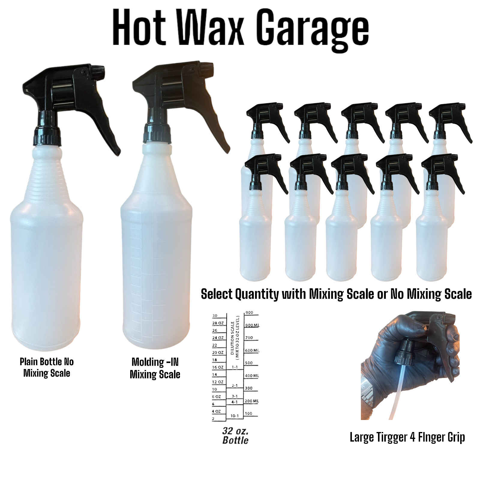 Empty Trigger Spray Bottle 32 OZ Chemical Resistant Heavy Duty Commercial