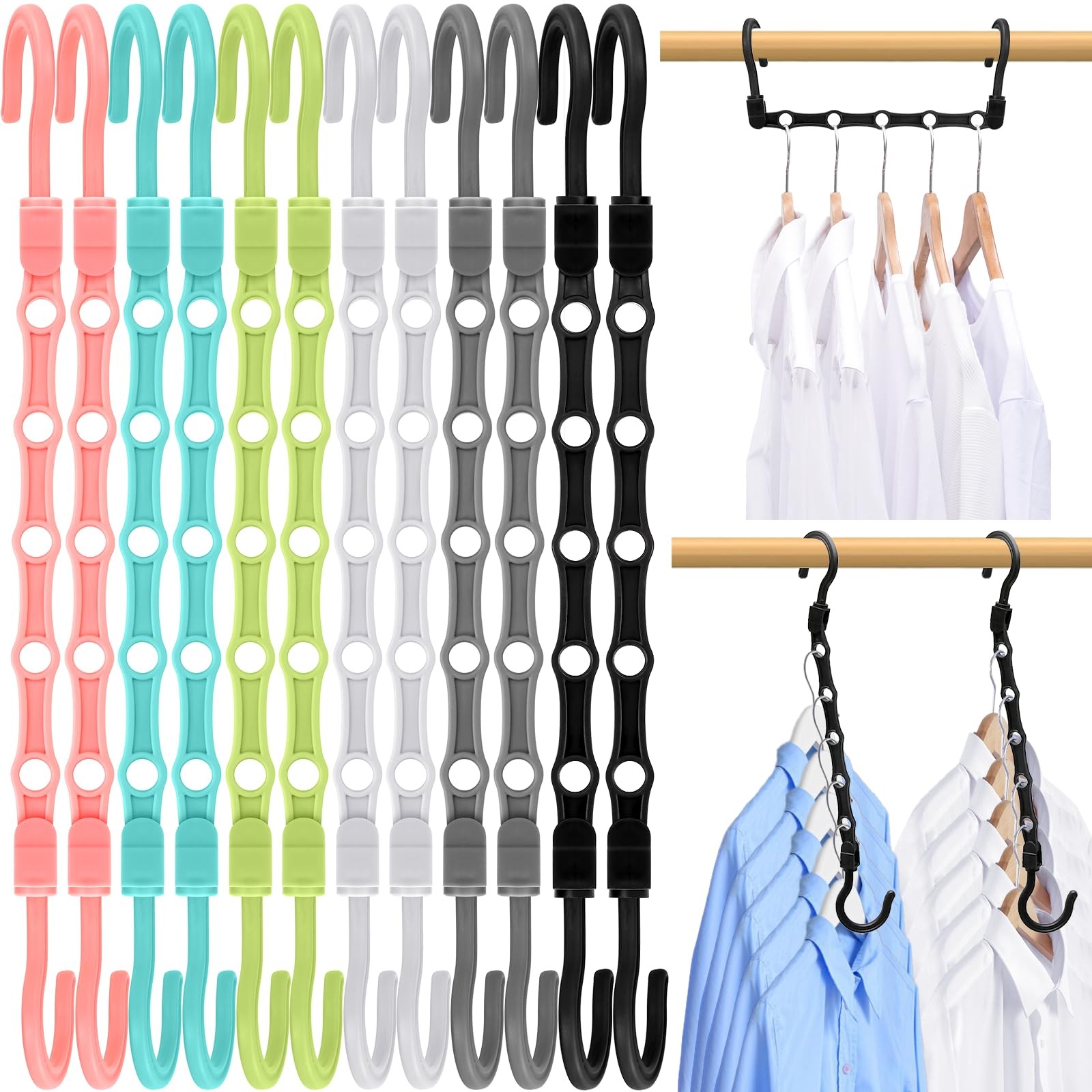 Closet Organizers and One Size, Multicolor 12 Pack Hangers for 60 Clothes