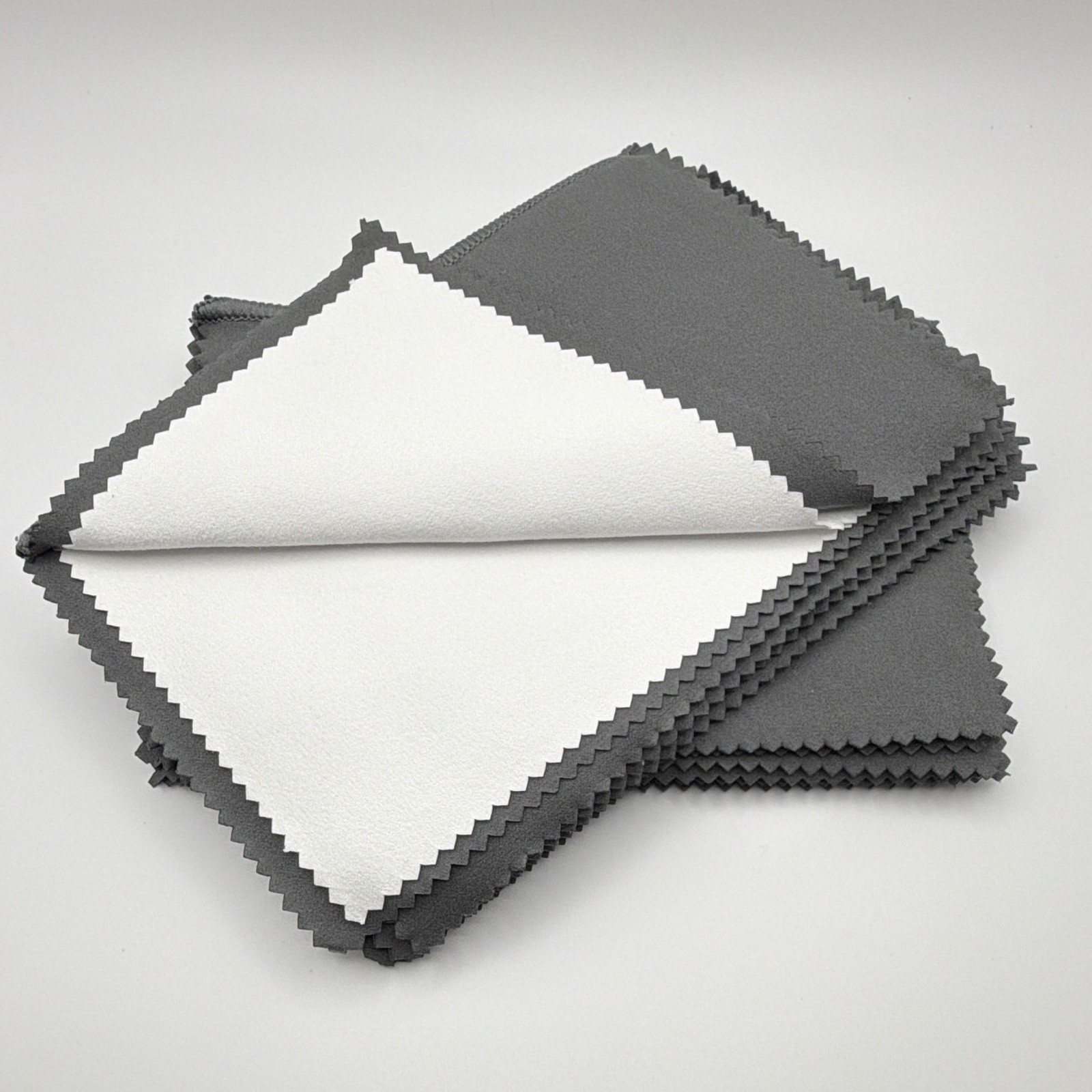 6”x8” Dark Gray & White Jewelry Cleaning/Polish Cloth | Gold, Silver, Platinum