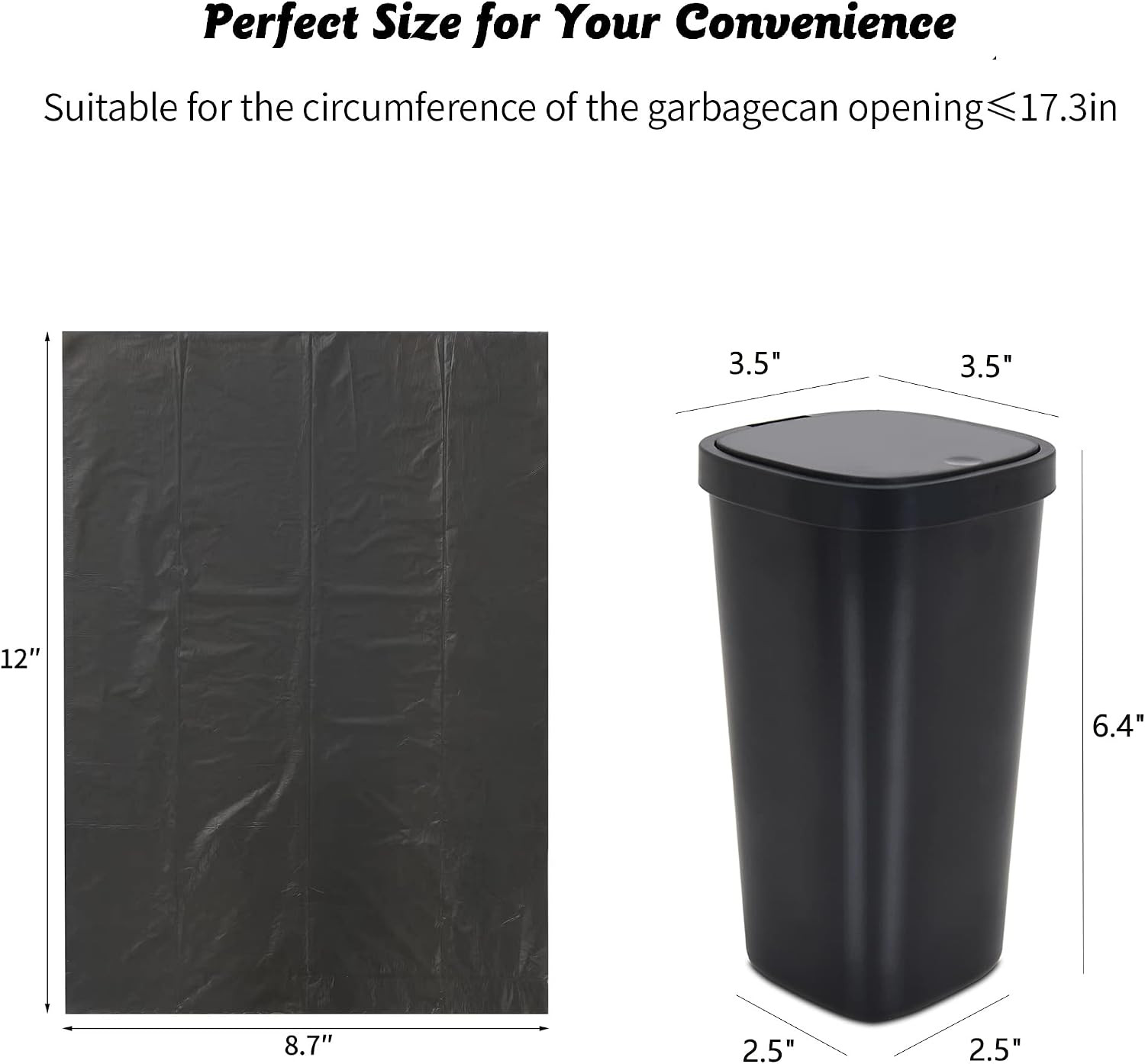 Mini Trash Bags 10 Rolls (200 Counts) – 0.5 Gallon/2 Liter Leak-Proof Bags for C