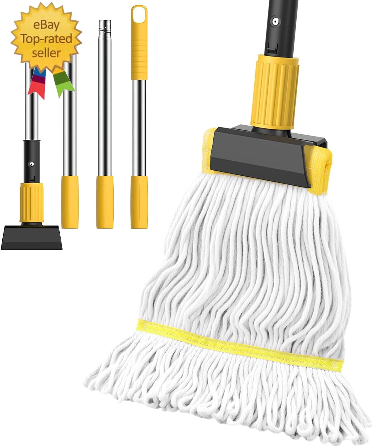 Heavy Duty String Wet Mop for Floor Cleaning, Commercial Industrial Cotton Mops