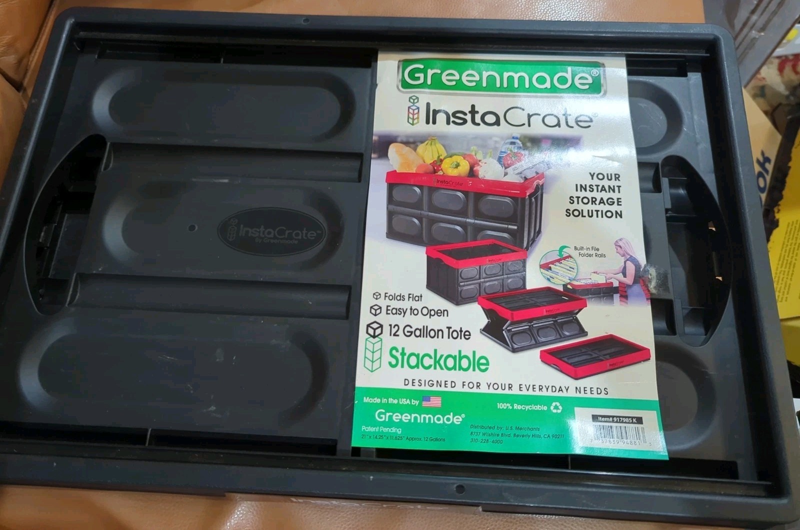 Greenmade Instacrate 12 Gallon Tote Instant Storage Solution Stackable Folds