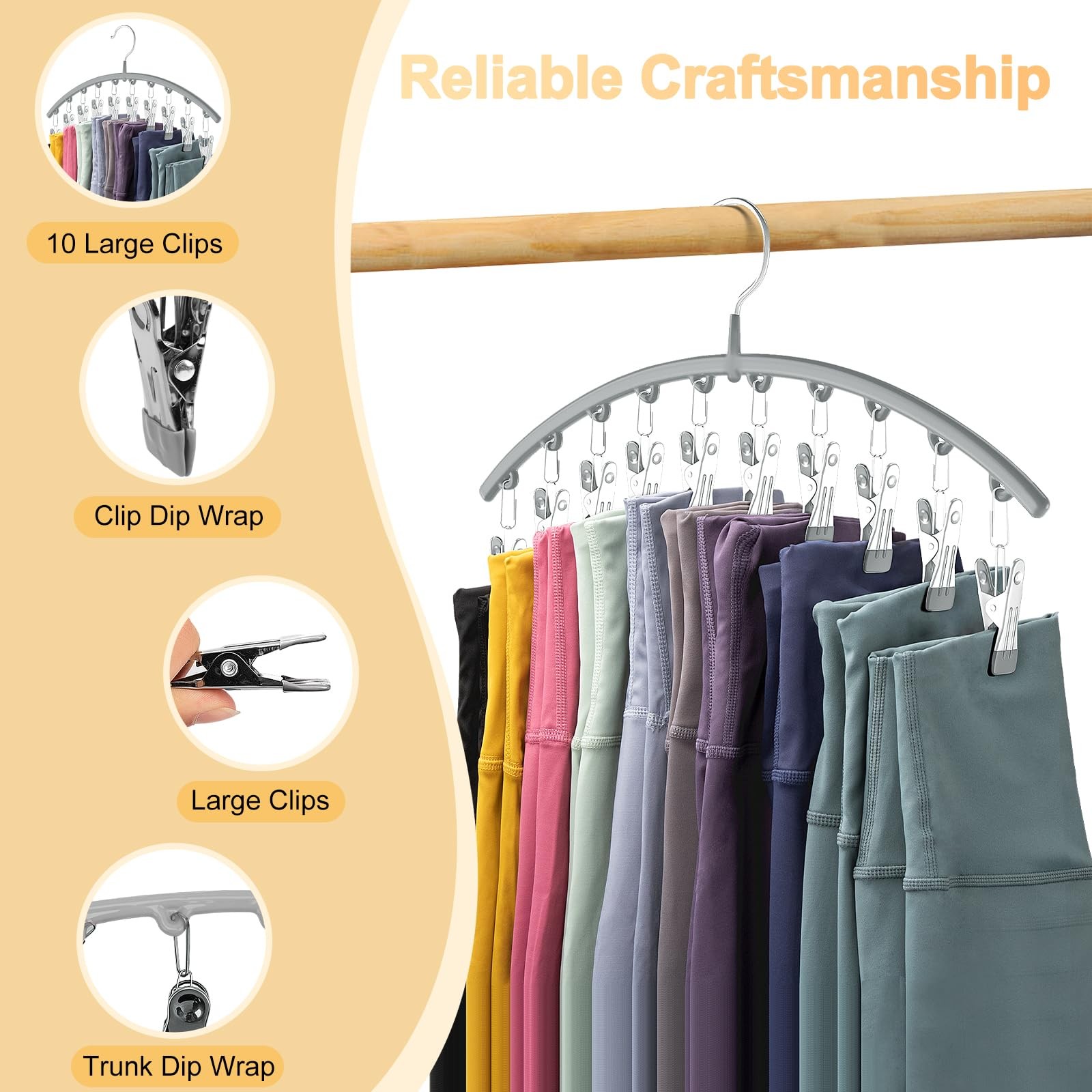 Volnamal Legging Organizer for Closet, Metal Yoga Pants Hanger 2 Pack, Gray