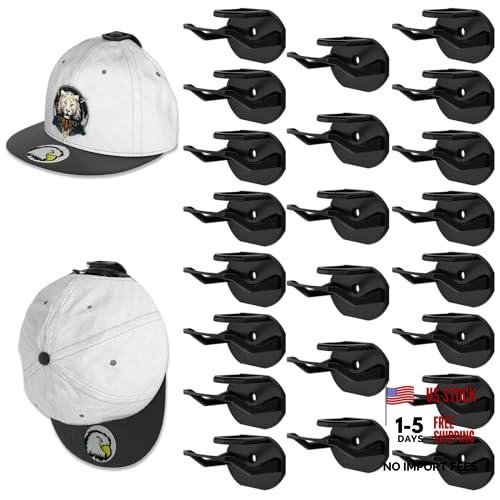 22 Pack Adhesive Hat Hooks for Wall—Super Strong Rack—Black