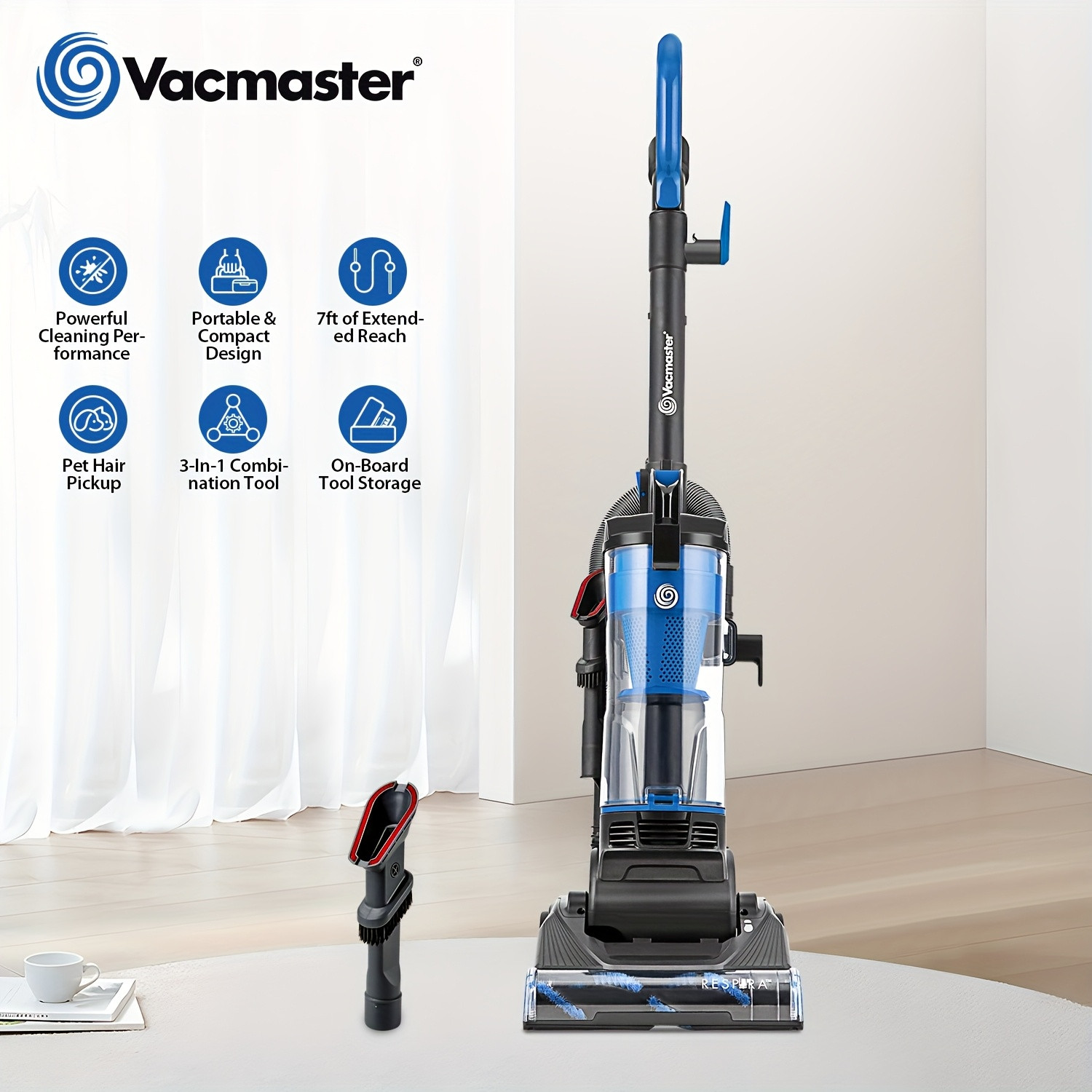 Vacmaster UC0501 Bagless Upright Vacuum Cleaner 1150W for Carpet, Hard Floor