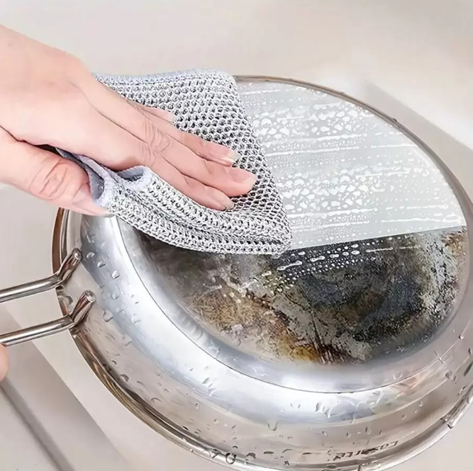 5 pcs Multipurpose Double Layer Wire Mesh Cleaning Cloths for Kitchen & Home Use