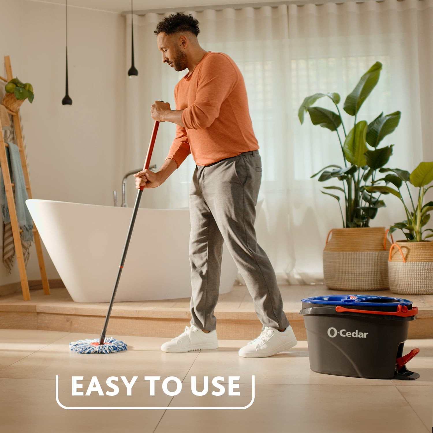 O-Cedar RinseClean Spin Mop With 2-Tank System and Microfiber Mop Head