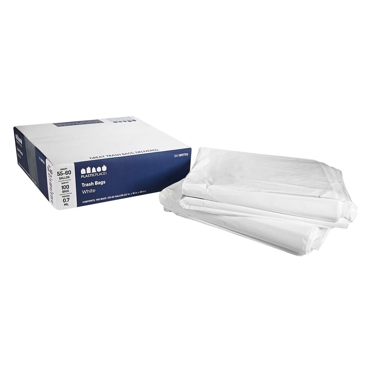 Plasticplace 20-30 Gallon Trash Bags – White, Case of 200 Bags
