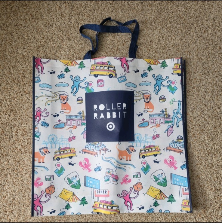 Roller Rabbit x Target Foldable Reusable Shopping Bag Multicolor All-Over