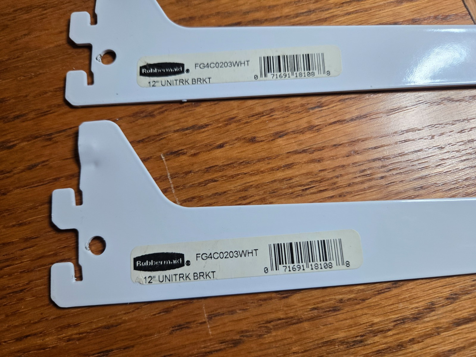 Rubbermaid 12″ UNITRAK White Brackets Made in USA FG4C0203WHT 12.5″ Length