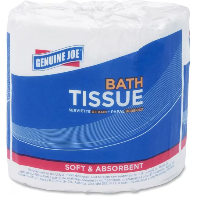 Genuine Joe 2-ply Embossed Bath Tissue Toilet Paper Rolls White 96 Rolls