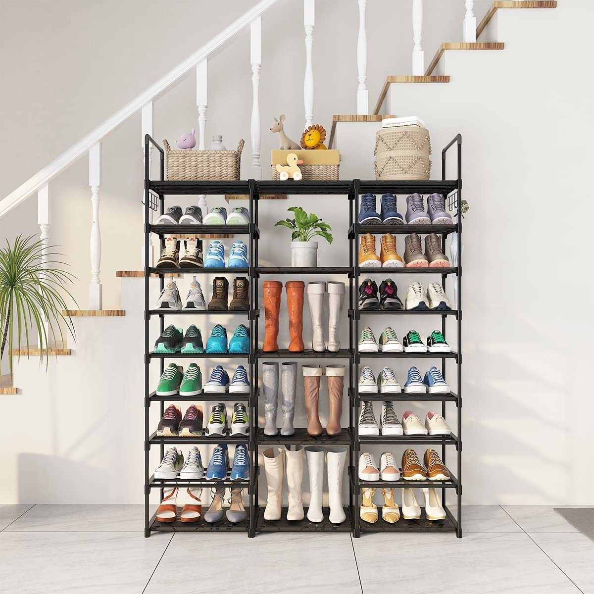 9 Tiers Large Capacity Metal Shoe Rack 50-Pair Shoe Organizer Shoe Storage Tall