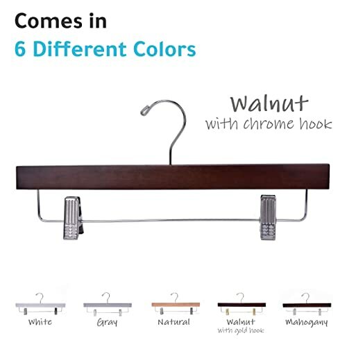 High-Grade Wooden Pants Hangers with Metal Clips 10 Pack Grip Clip Pants Hanger,