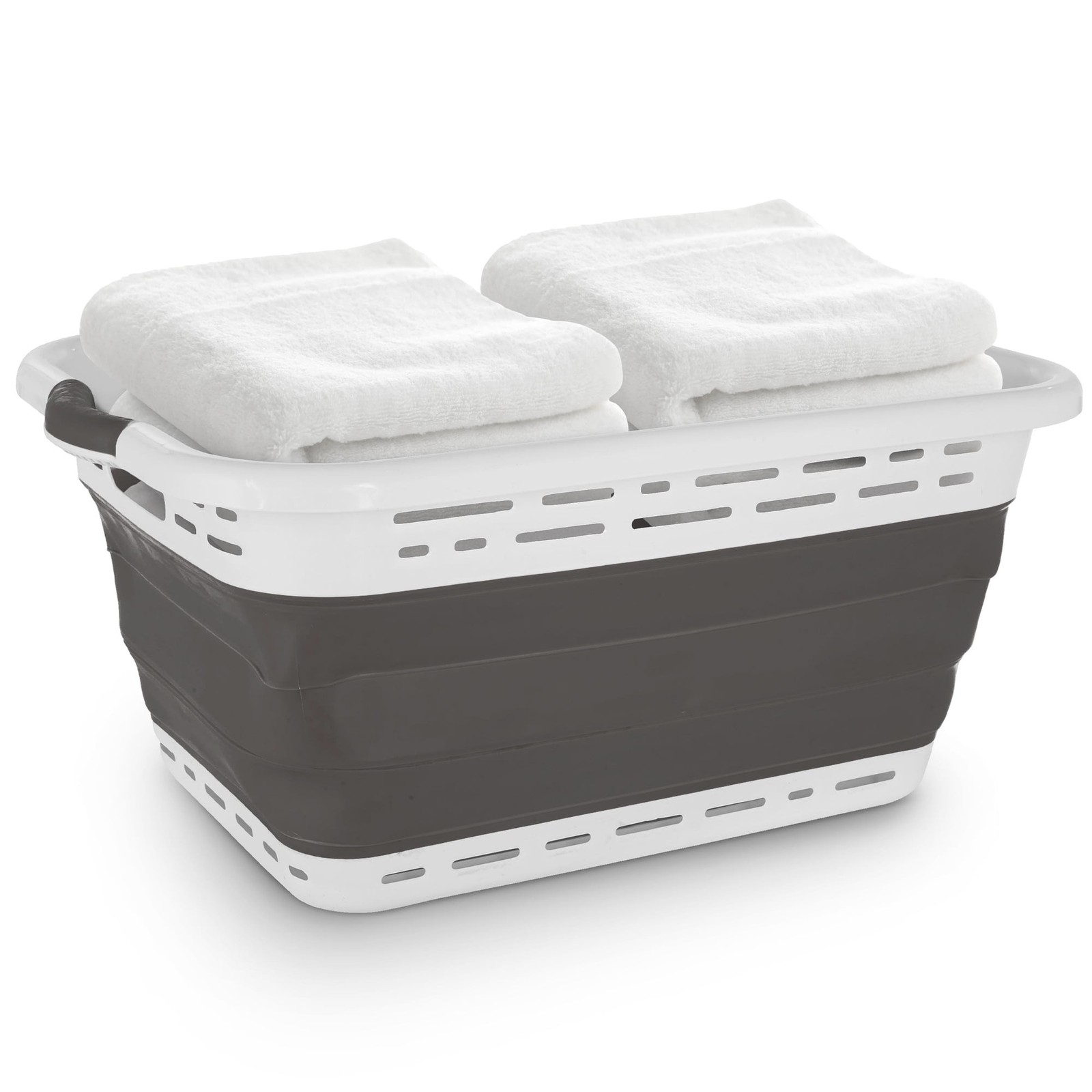 Black & Decker Collapsible Laundry Basket White & Gray Adult