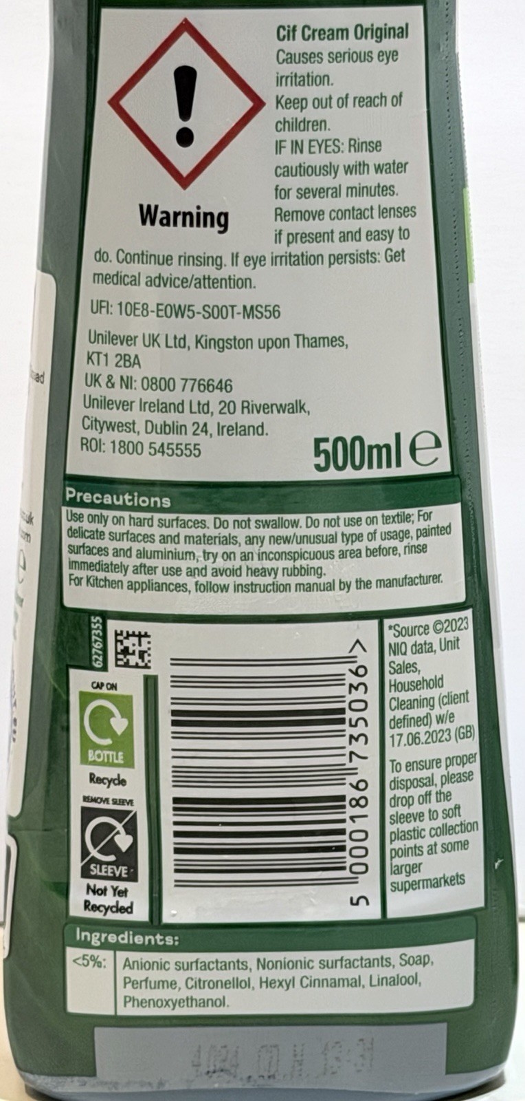 2 Pack Cif Cleanboost Cream Original Multi Surface Cleaner 500ml UK Formula