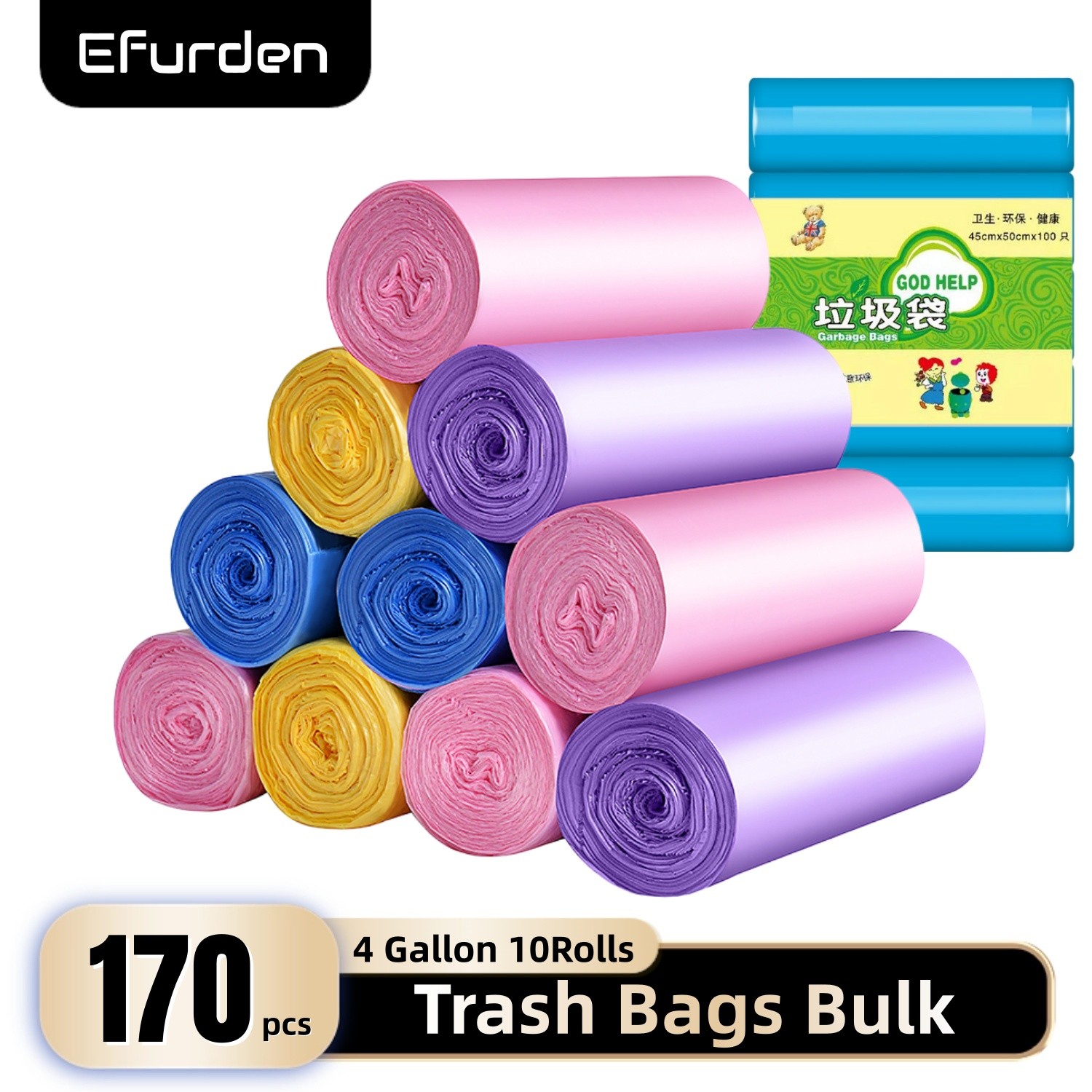 Trash Bags Bulk – 170 Count Garbage Bags 4 Gallon Trash Bag Small Trash Can Bags
