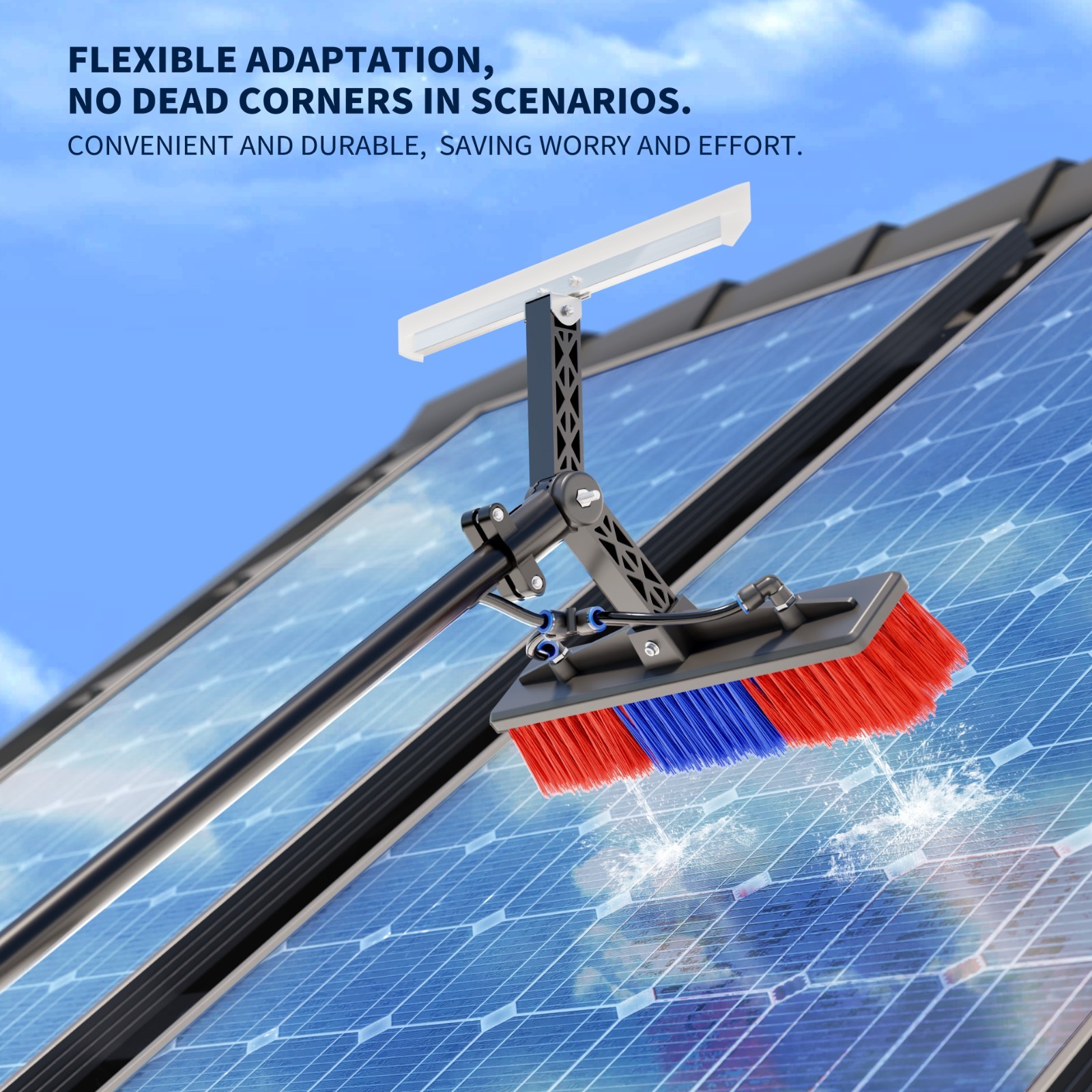5.5m Water Fed Pole Kit Solar Panel Cleaning Brush &Squeegee Window Washing Tool