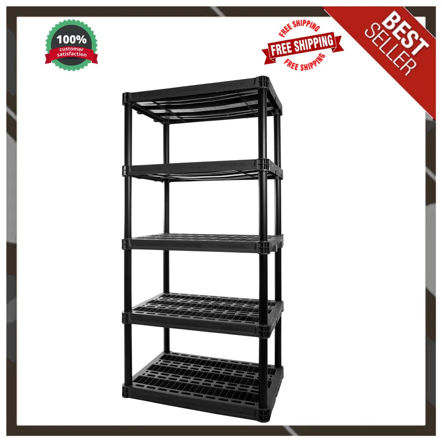 Plano 4-Tier Plastic Storage Shelving Unit 48in x 23in x 14in 200lb Capacity