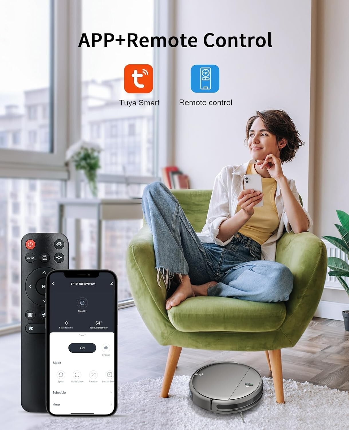 MAMNV Robot Vacuum and Mop Combo,WiFi/App, Robotic Vacuum Cleaner BR151