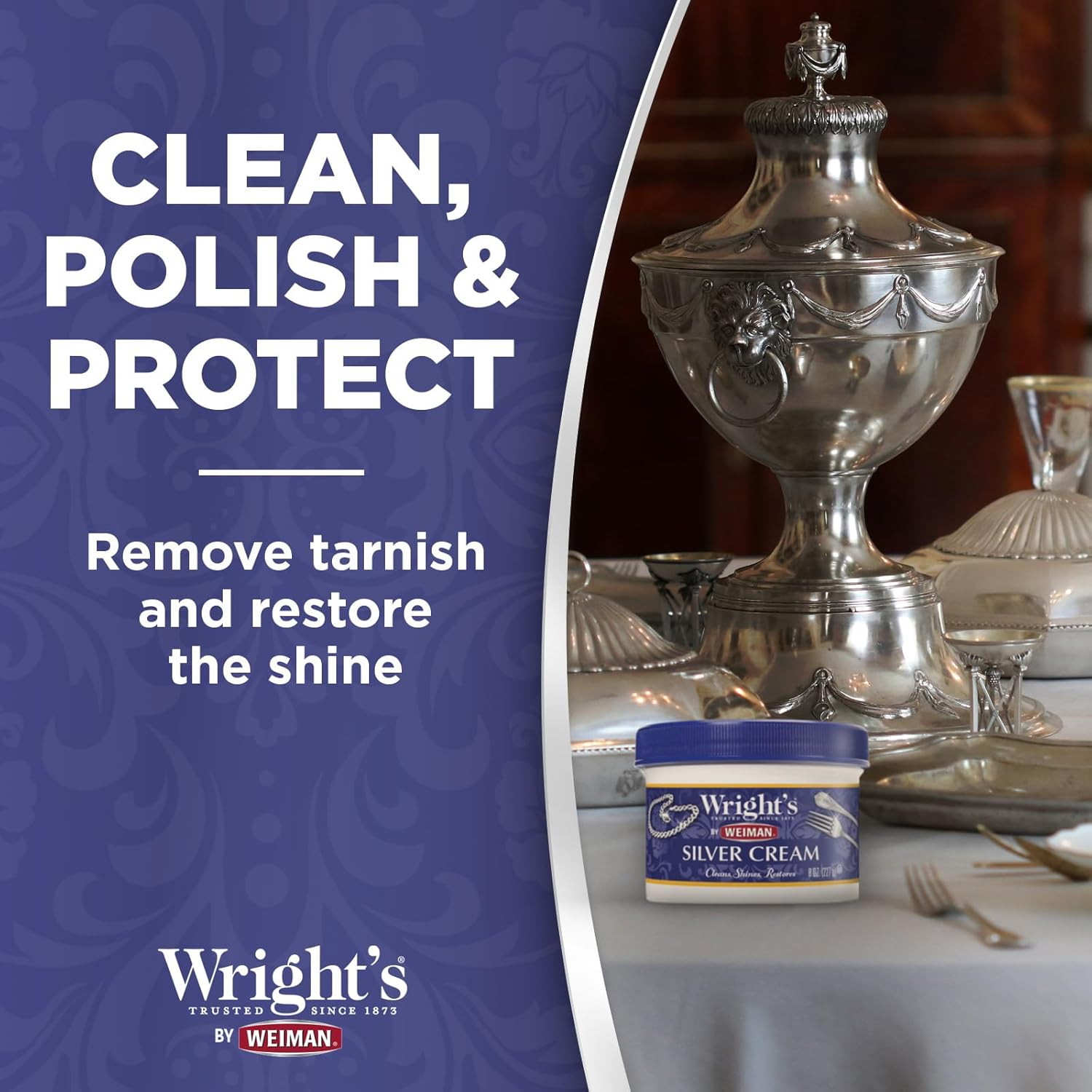 Silver Polish Cream Cleaner Tarnish Remover with Cloth Ammonia-Free[1][6]