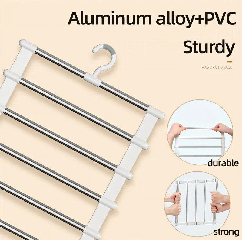 1pc Multi Layer Pants Hanger Rack Space Saving Closet Organizer – NEW
