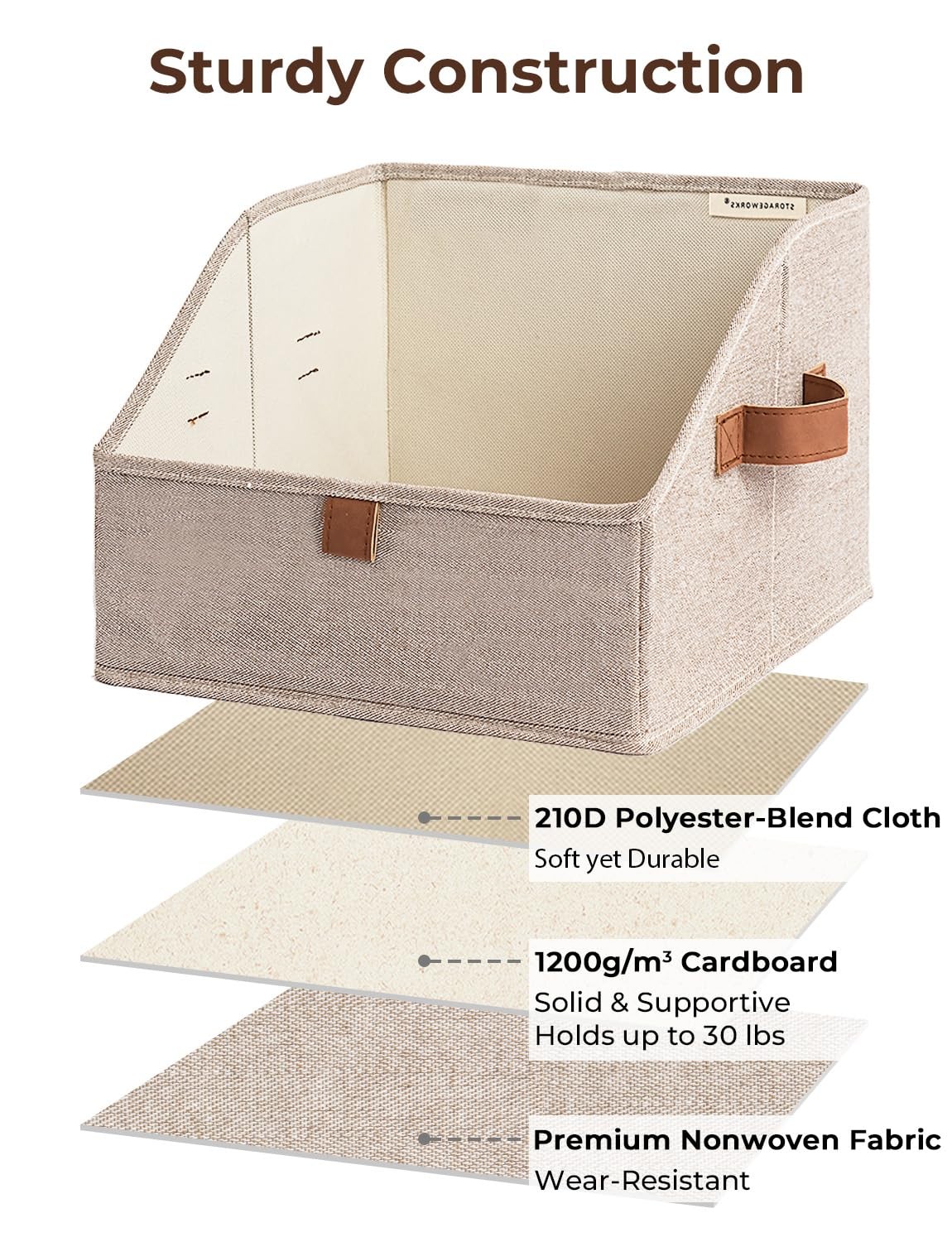 Closet Storage Bins, Trapezoid Organizer Box for Shelves, Fabric Clothes Bin,…