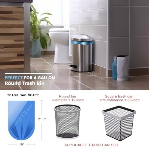 Compostable Trash Bags – 4 Gallon, 200 Packs, Biodegradable, Blue Recycle Bags,