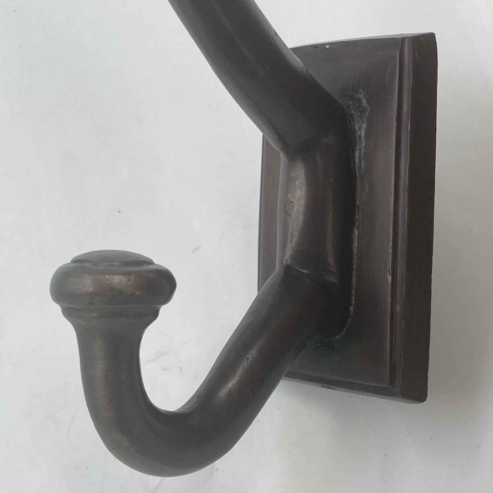 NEW Pottery Barn PITTED BRONZE METAL WALL HOOK 8” Oversized Dual Coat Robe NOS