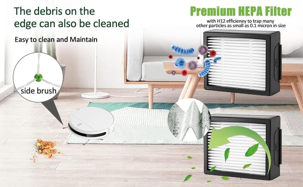 1 Set of Multi Surface Rubber Brushes 3 HEPA Filters 6 Edge Sweeping Brushes