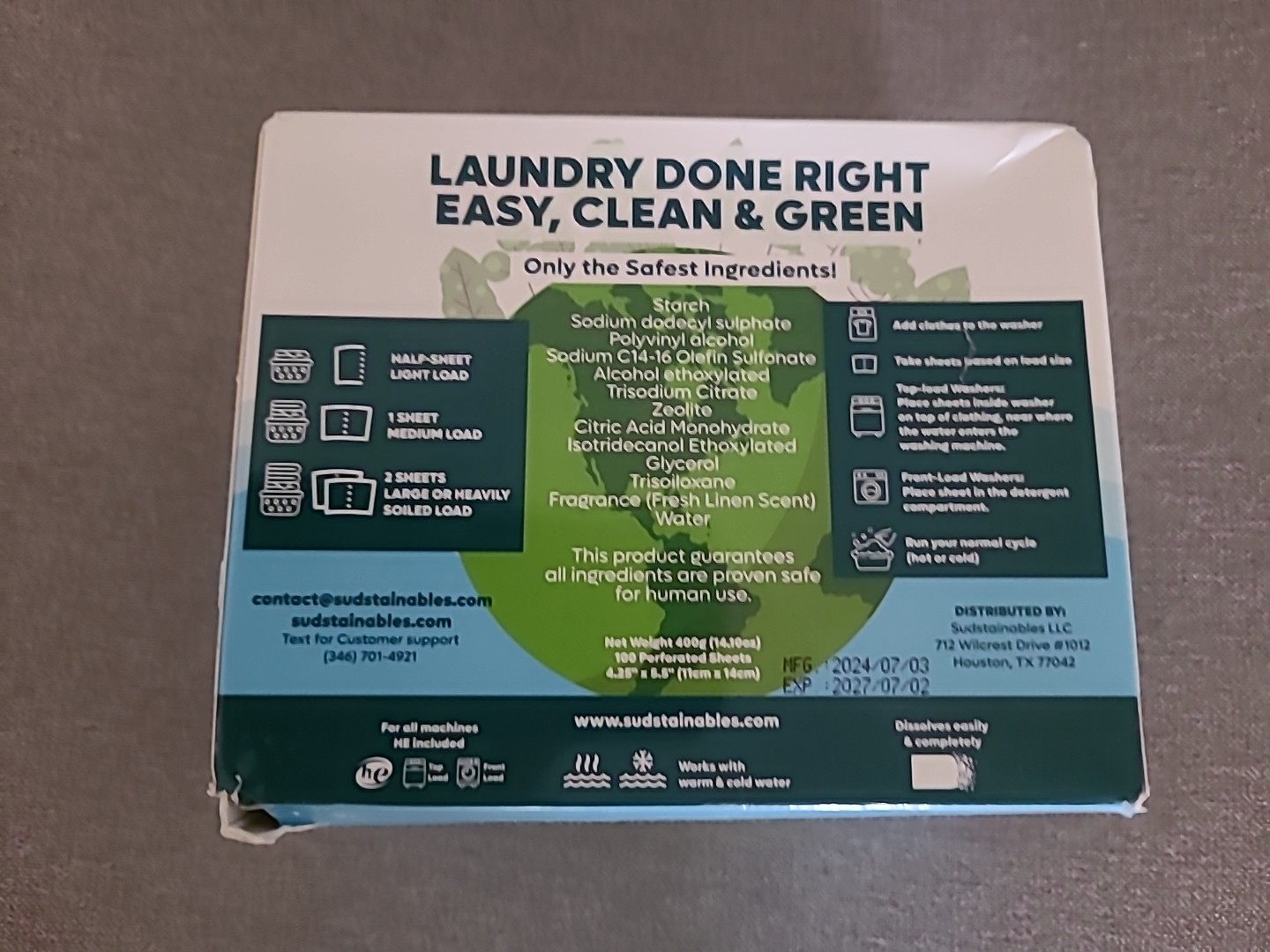 Eco Friendly Laundry Detergent Sheets 100 sheets 200 loads – Plant based Free…
