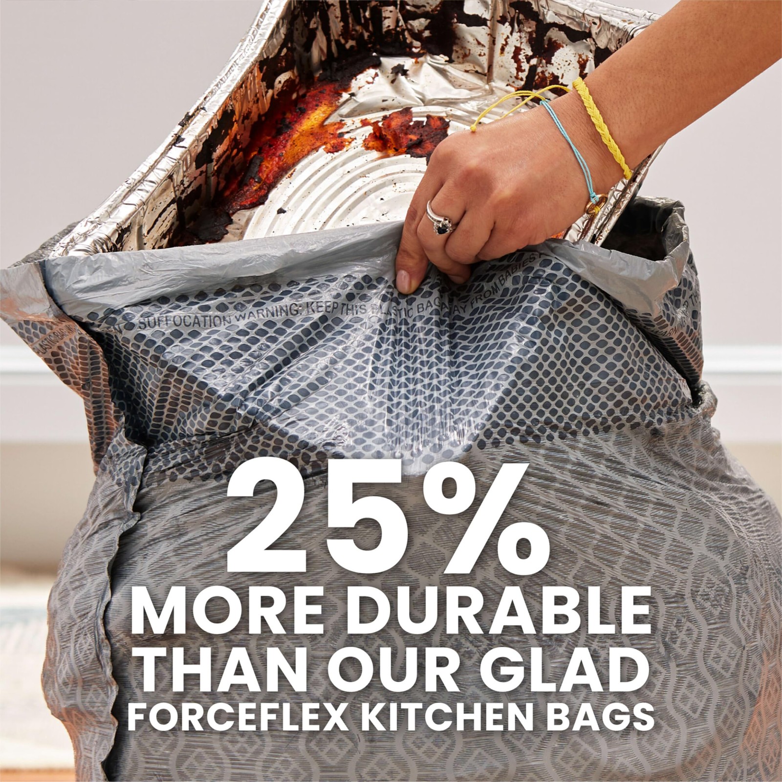 Glad ForceFlex MaxStrength Kitchen Drawstring Trash Bags, 20 Gal, 80 Ct,
