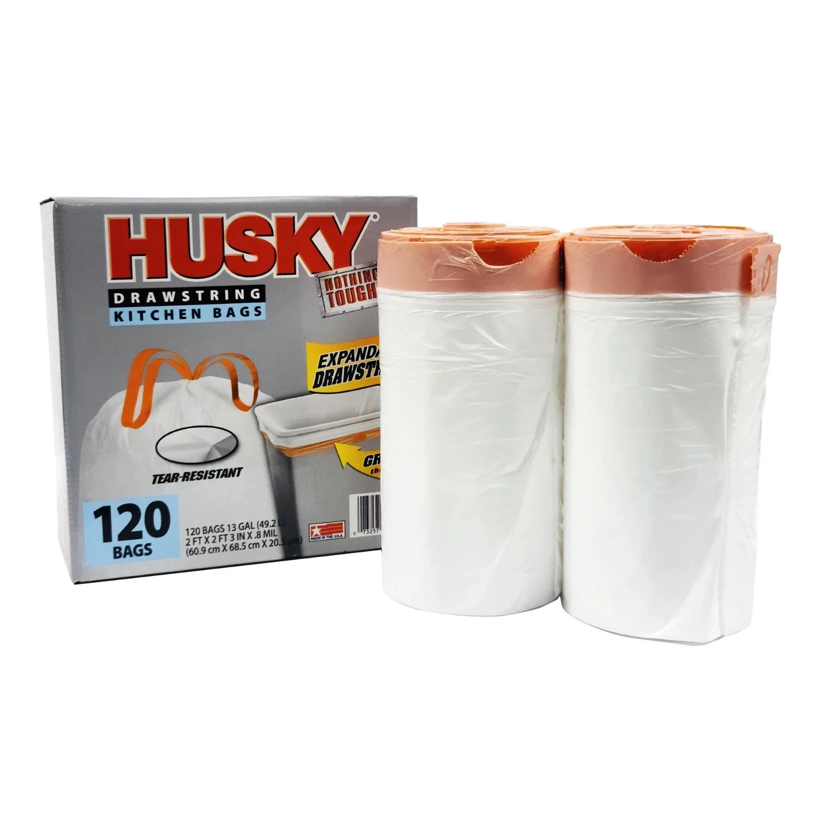 Husky 13 Gallon Tall Kitchen Drawstring Bags, 120 Bags