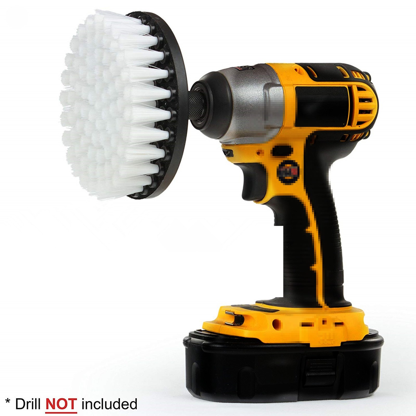 5 Piece 4 inch Drill Brush Soft Bristle White Quick Change Shaft Power Scrubber