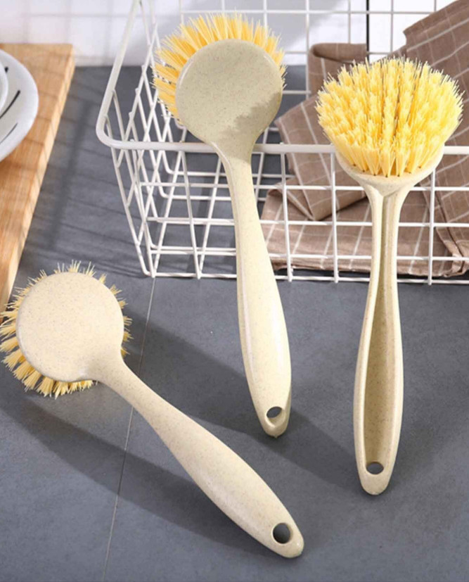 1 pc Long Handle Kitchen Cleaning Brush – Dish, Pan & Cutting Board Scrubber