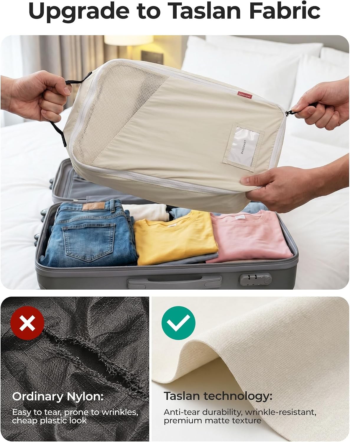 Compression Packing Cubes with Fillable Neck Pillow for Clothes | 1 Wearable