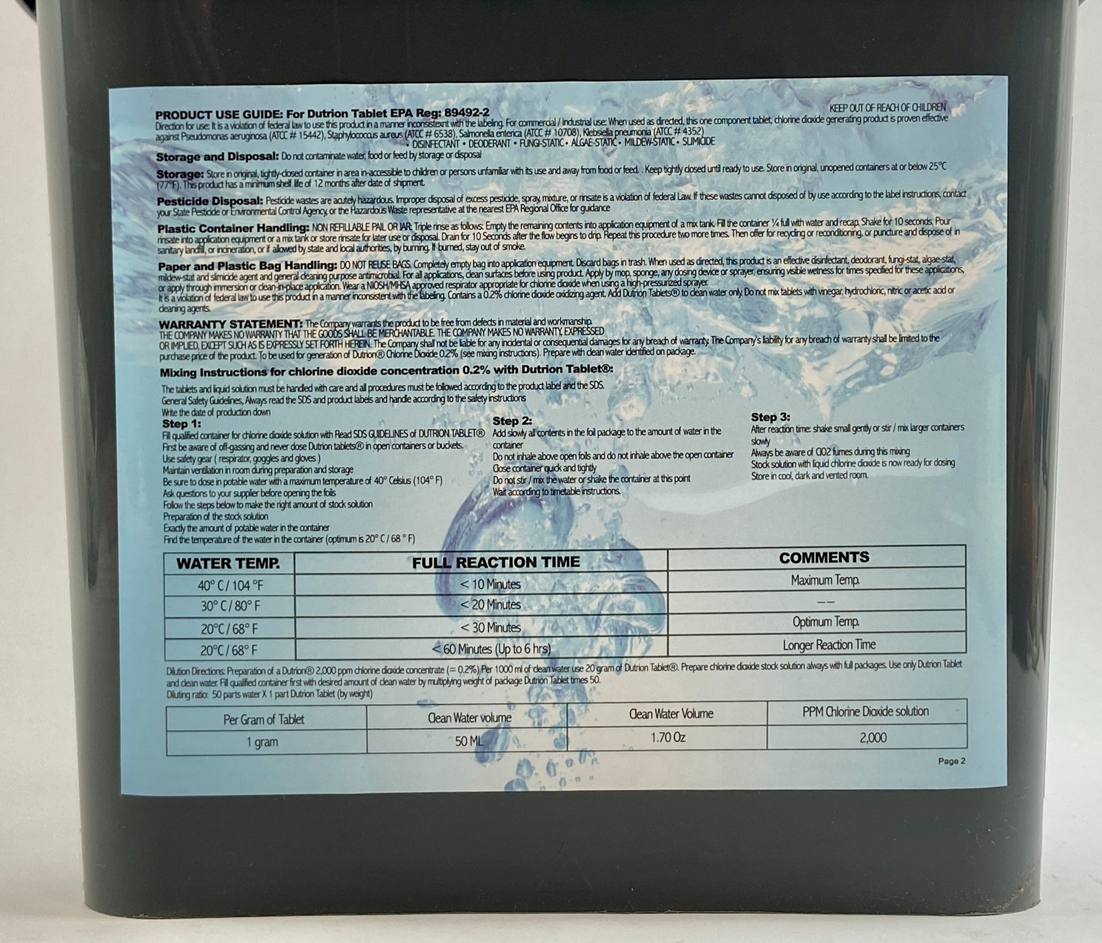 Dutrion Water Purification Tablets 5 Foil x 60 in Total 300 Tablets 1.20 kg