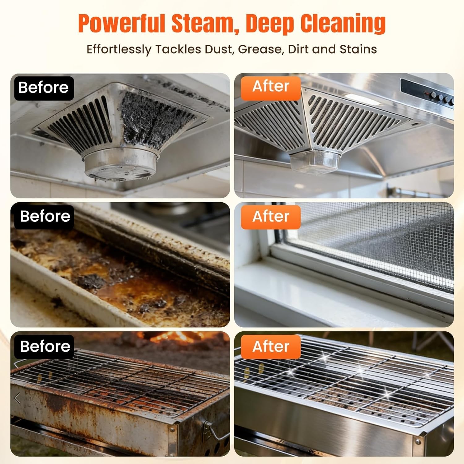 Steam Cleaner for Home & Car, 3-Level Adjustable Steamer for Cleaning, 15s He…