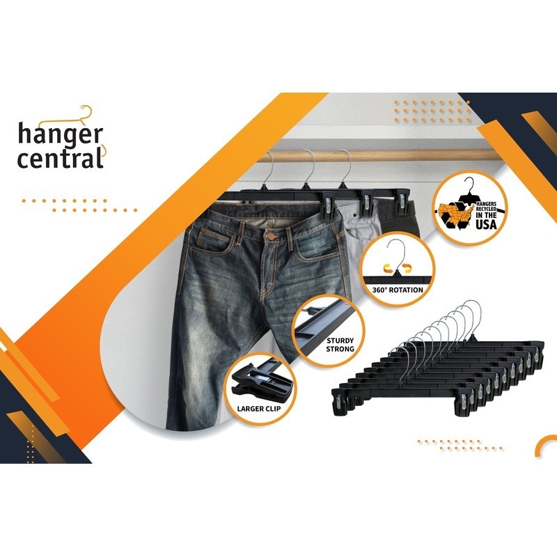 Heavy Duty Recycled Plastic Hangers W/ Swivel Hook & Padded Clips 50 Pack New