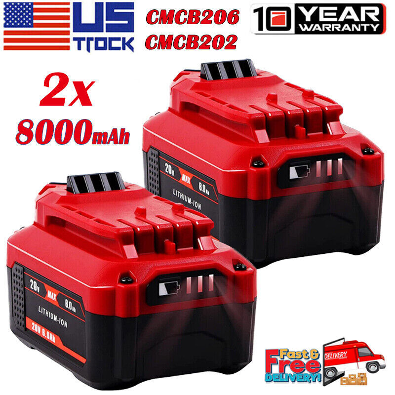 2PACK 8.0Ah 20V For Craftsman V20 Li-Ion Battery CMCB205 CMCB204 CMCB206 CMCB202