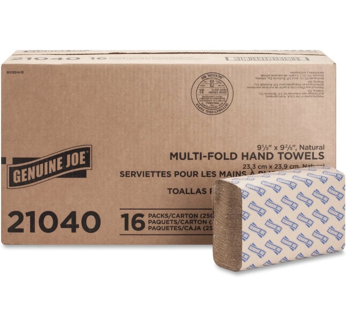 Genuine Joe 21040 Embossed Multi-Fold Paper Towels Brown 2-Ply 4000 ct