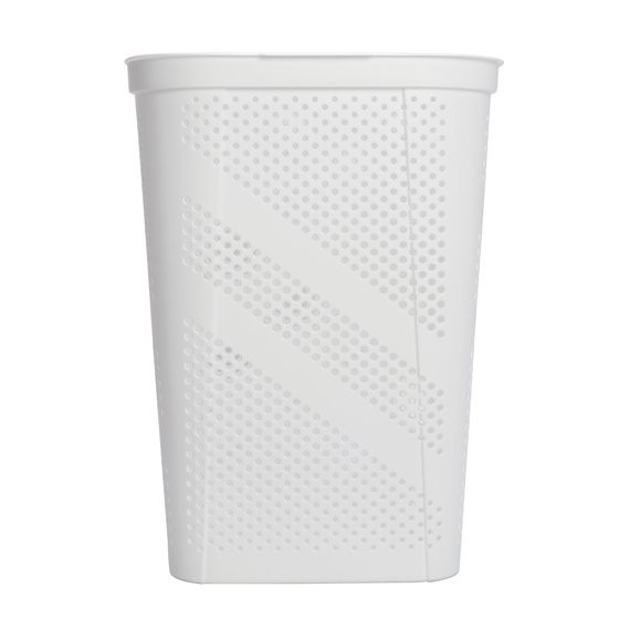 24″ Plastic Hinged-Lid Rectangle Laundry Hamper, White, Adult