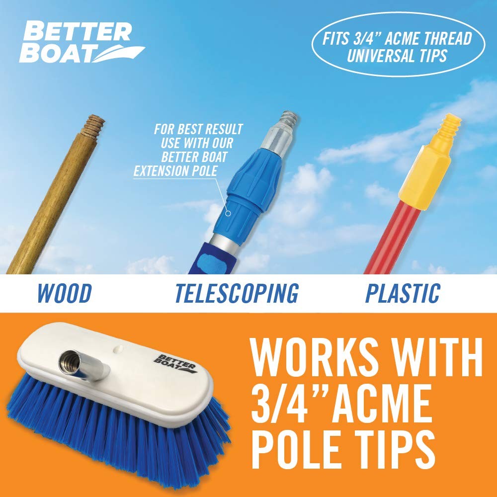 Medium Boat Deck Brush Heavy Duty & Boat Brush Head Marine Deck Brush 8″ Bristle