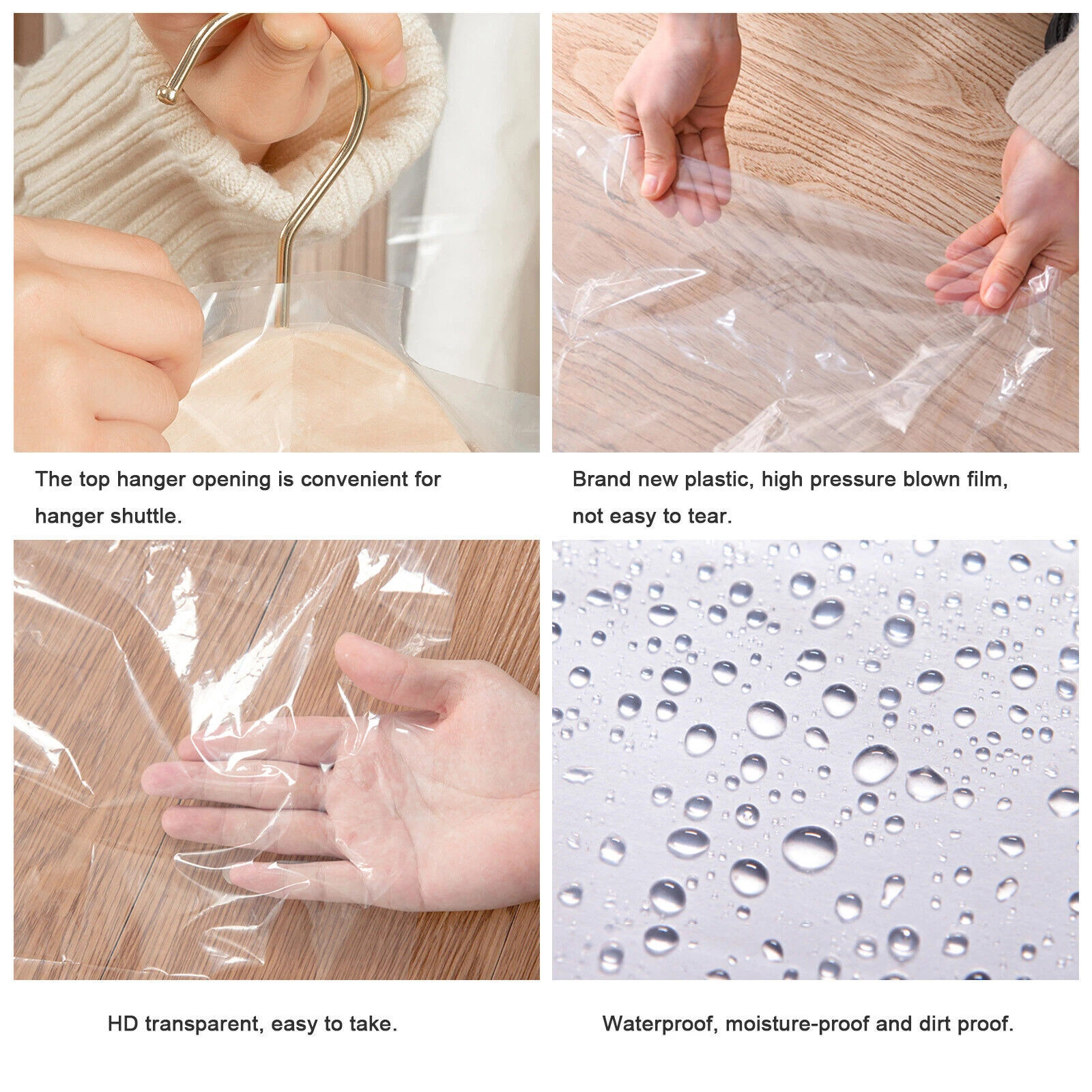 10× Clear Hanging Dust-proof Clothes Bag Suit Dress Coat Garment Storage Cover