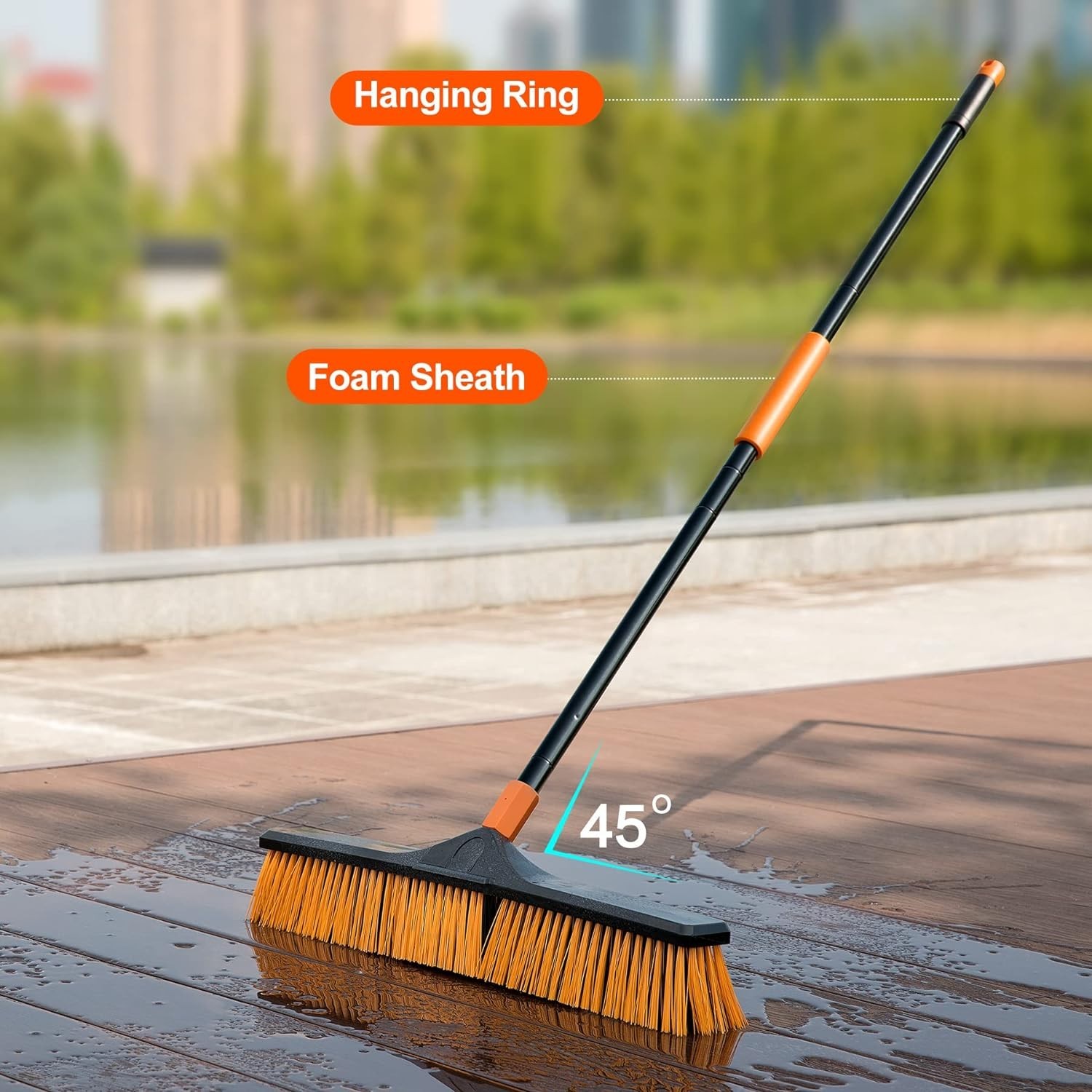 Push Broom Floor Sweeping Brush Large Heavy Duty Outdoor Indoor Garage Deck C…